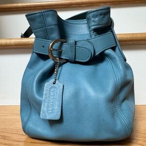 Vintage Coach Glacier Blue Belted Pouch 4156 with Nickel Hardware